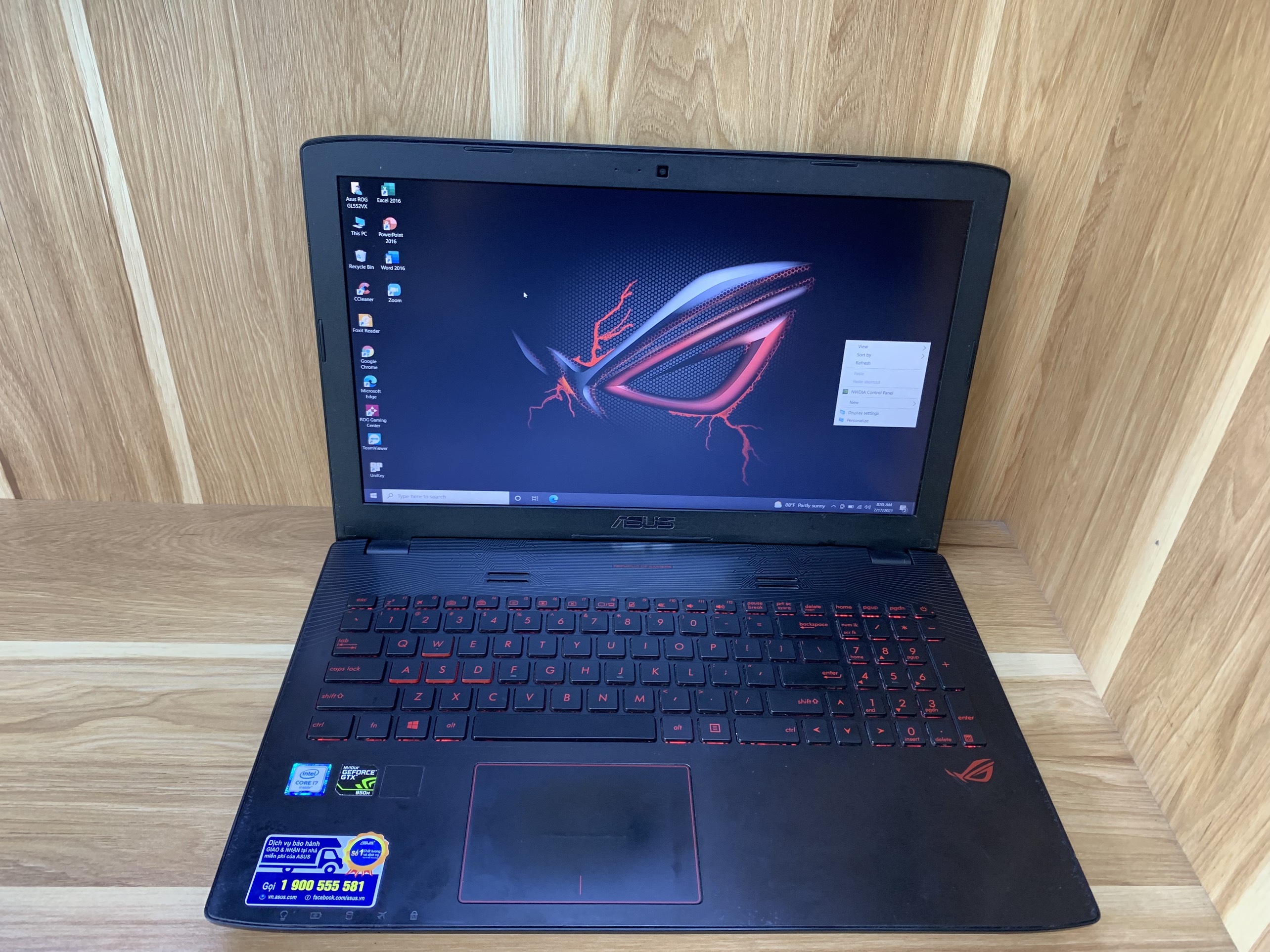 ASUS GAMING GL552VX I7-6700HQ RAM 8G SSD 128G + HDD 1TB NVIDIA GTX 950M(4G) 15.6